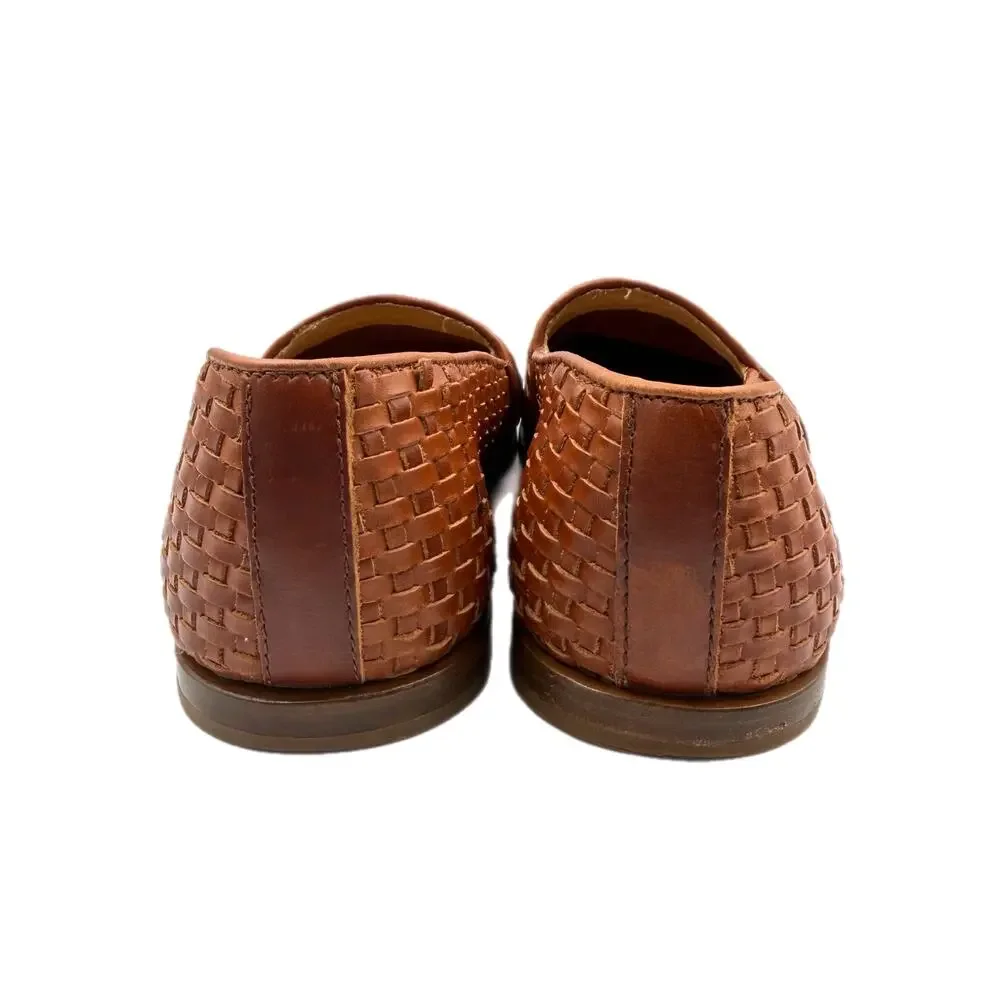 Nisolo Mara Brown Woven Leather Slip-On Casual Comfort Preppy Flat Loafers